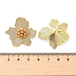 Серьги-гвоздики в форме цветка из латуни с прозрачным кубическим цирконием EJEW-C147-02G