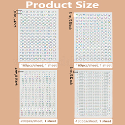 4 лист 4 стилей граненых полукруглых прозрачных акриловых наклеек со стразами&nbsp;DIY-LP0002-10