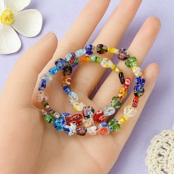 Стеклянные бусины millefiori в форме сердца  LK-YW0001-07