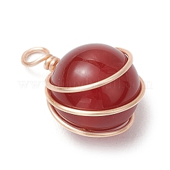 4 шт. 4 стиля подвески в виде шариков из медной проволоки с натуральным розовым кварцем&nbsp;PALLOY-TA00217-01