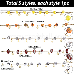 5 шт. 5 стиля латунных цепей и акриловая звеньевая цепь для бейсболки&nbsp;HJEW-SC0002-32