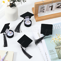 4 шт. бархатные коробки для хранения колец в форме докторской шляпы CON-SC0001-18A