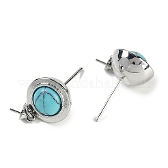 Синтетические бирюзовые серьги KK-P283-04P