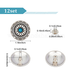 12 комплект заклепок из сплава и имитации бирюзы FIND-GF0004-24