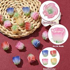 16 шт. 4-цветные градиентные непрозрачные акриловые бусины&nbsp;MACR-CJ0002-32