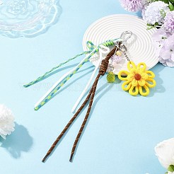 Подвесные украшения ручной работы из плетеных и полиэстеровых шнуров&nbsp;HJEW-JM04421-03