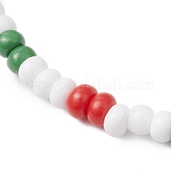 Рождественские стеклянные бисерные браслеты ручной работы из бисера и бусин-лэмпворк для женщин BJEW-MZ00197-03