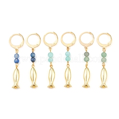3 пара серег с застежкой-рычагом из нержавеющей стали 304 с бусинами из драгоценных камней EJEW-JE06632