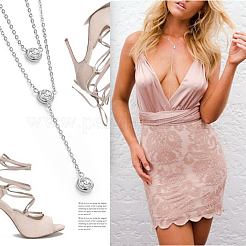 Двухслойное ожерелье из стерлингового серебра с родиевым покрытием JN635A