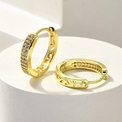 Серьги-кольца из латуни с прозрачным фианитом EJEW-M047-17G
