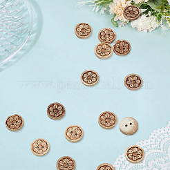 100 шт. красивые резные базовые швейные пуговицы с 2 отверстиями&nbsp;BUTT-SP0001-15
