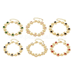 Браслеты-цепочки с микропаве из кубических цирконий из латуни для женщин&nbsp;BJEW-K248-05G