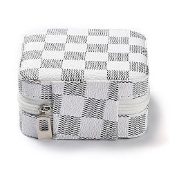 Коробки на молнии для хранения ювелирных изделий из искусственной кожи в клетку тартан&nbsp;PAAG-PW0007-01B