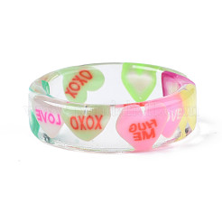 Кольцо на палец из прозрачной смолы с сердечком для женщин RJEW-T022-023