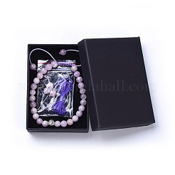 Плетеные браслеты из натурального кунцита BJEW-JB04243-01