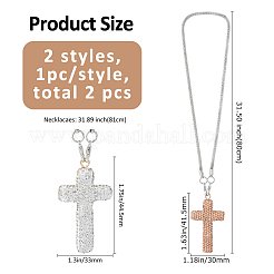 2 шт. 2-цветный железный крест-подвесной кулон со стразами&nbsp;IFIN-FH0001-95