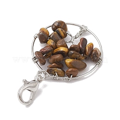 Подвески из натуральных смешанных драгоценных камней в проволочной обертке «Древо жизни»&nbsp;HJEW-JM01876