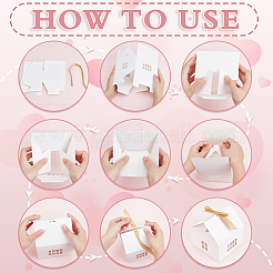 Складная подарочная коробка из крафт-бумаги в форме домика с полым окном и лентой&nbsp;AJEW-WH0166-88B