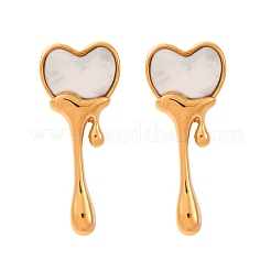 Серьги-гвоздики из натуральной белой ракушки из нержавеющей стали 304 EJEW-Z118-01G