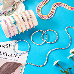 10 нить 10-х цветных бусин из полимерной глины ручной работы&nbsp;CLAY-TA0001-52