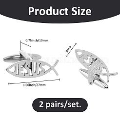 2 пара запонок из нержавеющей стали AJEW-FH0006-22P
