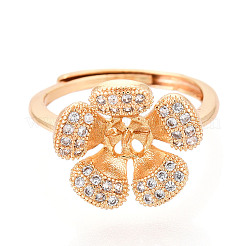 Цветочная латунь микропаве прозрачный кубический цирконий регулируемые настройки кольца KK-T076-25G