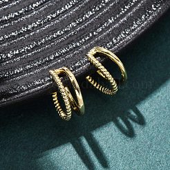 Двухслойные серьги-каффы в форме буквы С из латуни EJEW-G445-01G