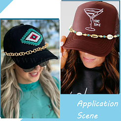 6 шт. 6 стиля океанская тематика латунная и пластиковая жемчужина и ракушка каури и железная цепь и сплав и синтетическая бирюза и магнезит и алюминиевая цепочка для бейсболки HJEW-SC0002-38