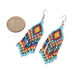 Серьга-гвоздик из нержавеющей стали 304 со стеклянным подвесом&nbsp;EJEW-MZ00175-02