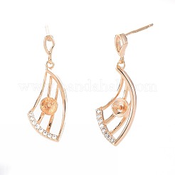 Латунные микро-паве прозрачные серьги-гвоздики из циркония KK-S364-130