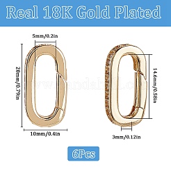 6 шт. латунные микропаве прозрачные кубические циркониевые кольца с пружинным затвором KK-SC0005-74