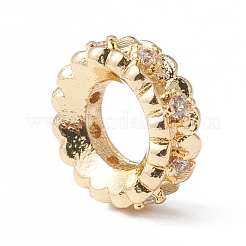 Экологически чистые стойки покрытие латунь микро паве кубический цирконий европейские бусины KK-F835-23