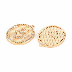 Латунные микропаве прозрачные подвески с фианитом&nbsp;KK-T062-144G-NF