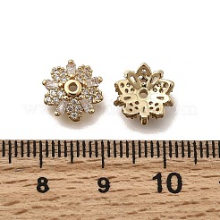 Колпачки для бусин из прозрачного кубического циркония из латуни&nbsp;KK-Z126-18G