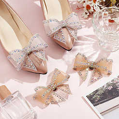 4 шт. 2-цветные украшения для обуви из полиэстера со стразами в виде банта AJEW-HY0001-80B