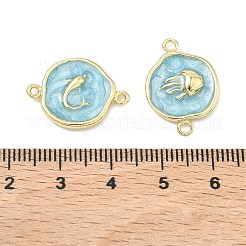 Подвески-коннекторы из латуни с эмалью в стиле «океан»&nbsp;KK-K417-07G-01