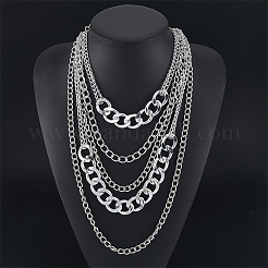 1 шт. алюминиевая кубинская цепочка из нескольких слоев для женщин&nbsp;NJEW-SP0001-10P