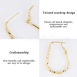 4 пара двухцветных сережек-колец в форме капли&nbsp;EJEW-GA0001-03