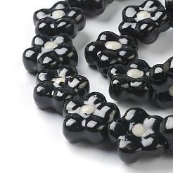 Ручной работы фарфора цветок бисер пряди PORC-G006-11