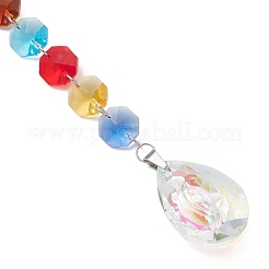 Восьмиугольные бусины из радужного стекла и подвесные ловцы солнца в форме капли&nbsp;HJEW-JM04767