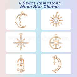 24 шт. 6 стиля латунные подвески с микропаве и кубическим цирконием KK-DC0002-84