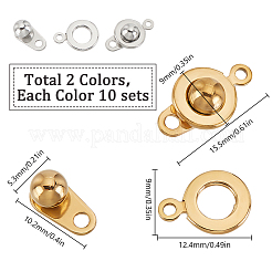 20 шт. 2 цвета 201 нержавеющая сталь застежки-кнопки FIND-FG0003-68