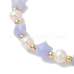 Женские эластичные браслеты из синтетического голубого кружевного агата&nbsp;BJEW-JB12814-01