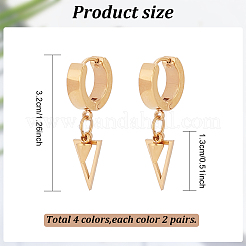 16 шт. двухцветные серьги-кольца из нержавеющей стали 304 с полыми треугольными подвесками и штифтами из нержавеющей стали 316 EJEW-AN0003-66