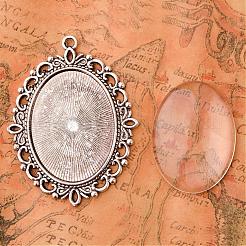 40x30 крышки мм овальная прозрачная крышка для кабошона из стекла и античные серебрянныесеттинги для DIY подвески кабошоны DIY-X0152-AS-RS