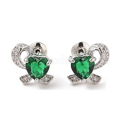 Серьги-гвоздики из латуни с микропаве из кубического циркония EJEW-I304-06P