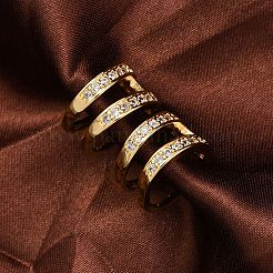 Серьги-манжеты из латуни с микропаве и прозрачным циркониевым покрытием для женщин&nbsp;EJEW-C125-24A-G