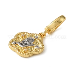 Рождественские подвесные украшения в виде цветов из латуни со стразами KK-H498-01G-09