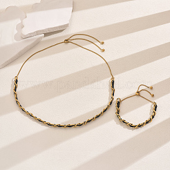 Стильный винтажный комплект из искусственной кожи и нержавеющей стали с цепочкой-лариатом и браслетом для женщин CT7814