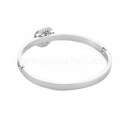 Кристалл горный хрусталь плоский круглый браслет с деревом жизни&nbsp;BJEW-N017-005P